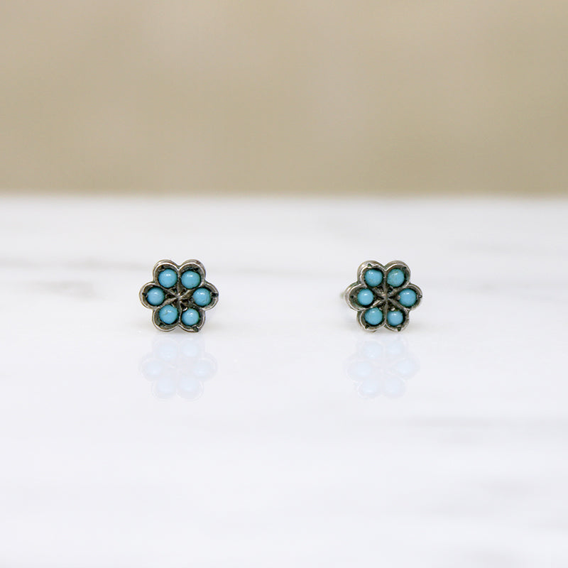 Tiny Edwardian Flower Stud Earrings