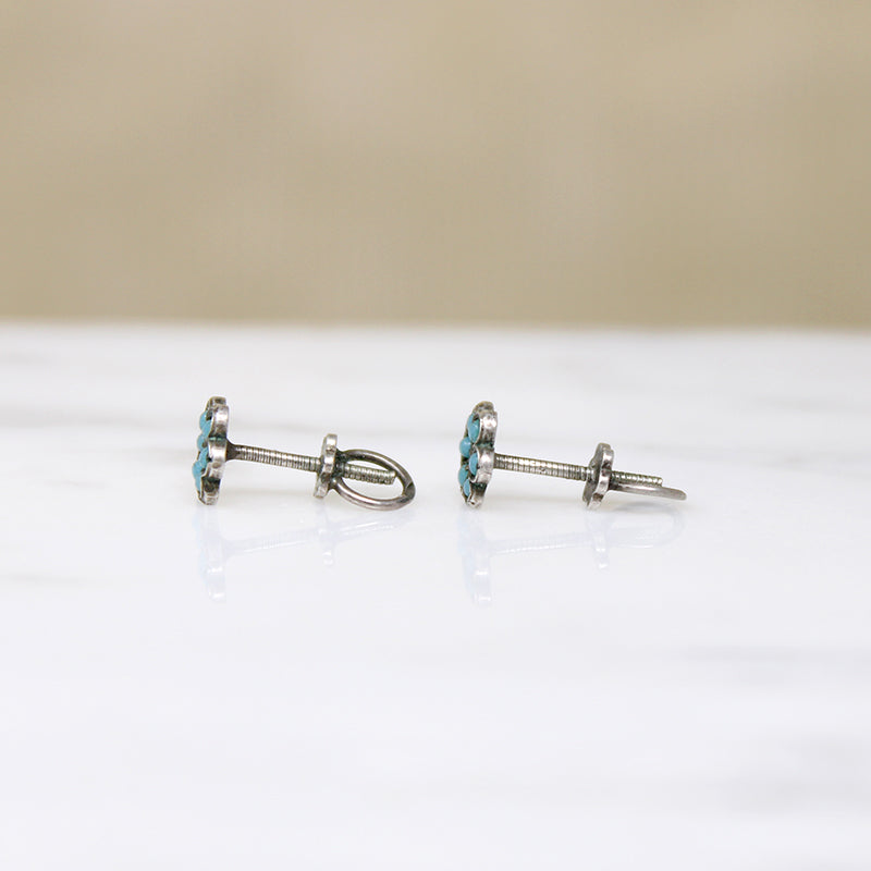 Tiny Edwardian Flower Stud Earrings