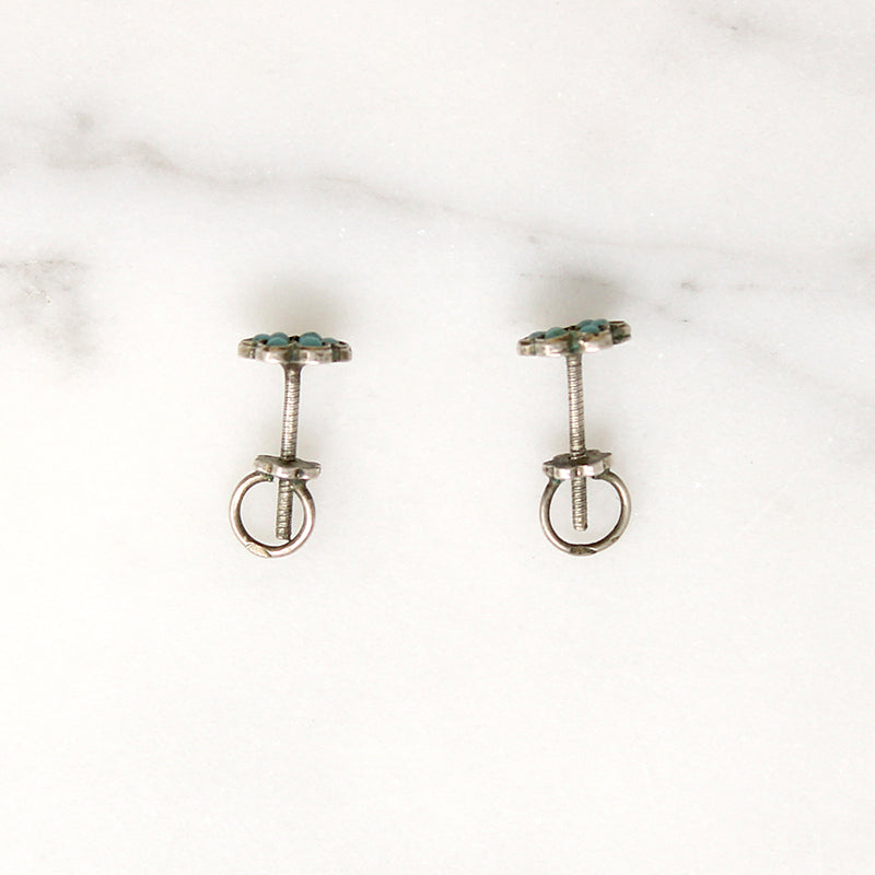 Tiny Edwardian Flower Stud Earrings