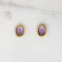 Sparkling Amethyst in Gold Surround Studs