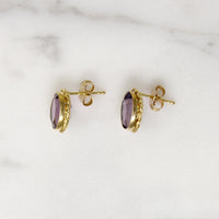 Sparkling Amethyst in Gold Surround Studs