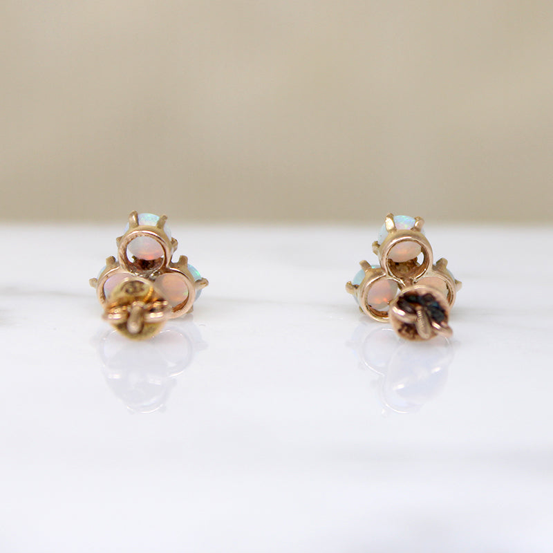 Bewitching Edwardian Opal & Rose Gold Stud Earrings