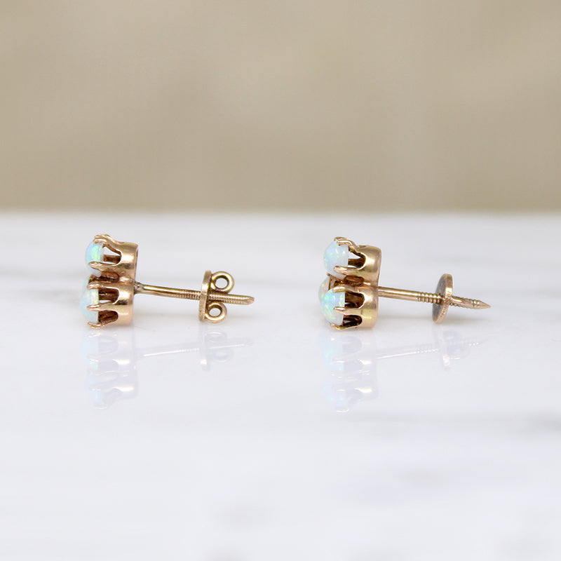 Bewitching Edwardian Opal & Rose Gold Stud Earrings