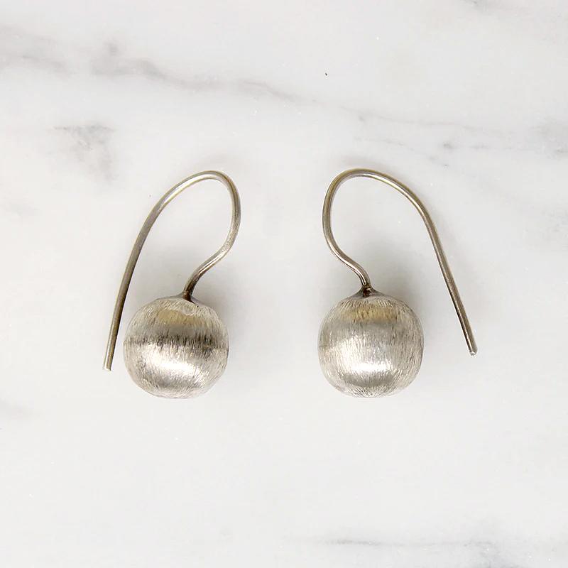 Mod Florentine Finish Sterling Ball Earrings