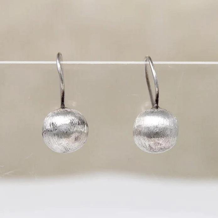 Mod Florentine Finish Sterling Ball Earrings