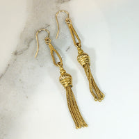 Extra Long 15cy Gold Tassel Earrings
