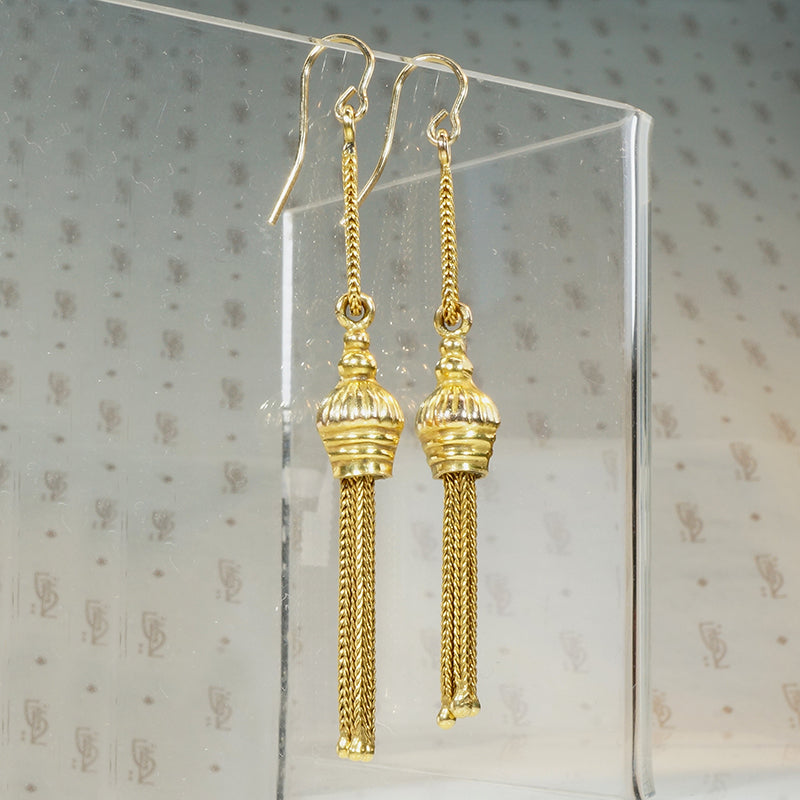 Extra Long 15cy Gold Tassel Earrings