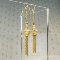 Extra Long 15cy Gold Tassel Earrings