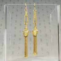 Extra Long 15cy Gold Tassel Earrings