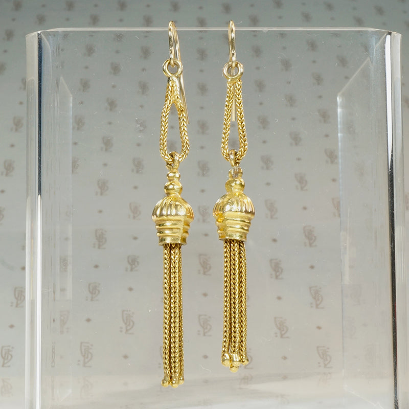 Extra Long 15cy Gold Tassel Earrings