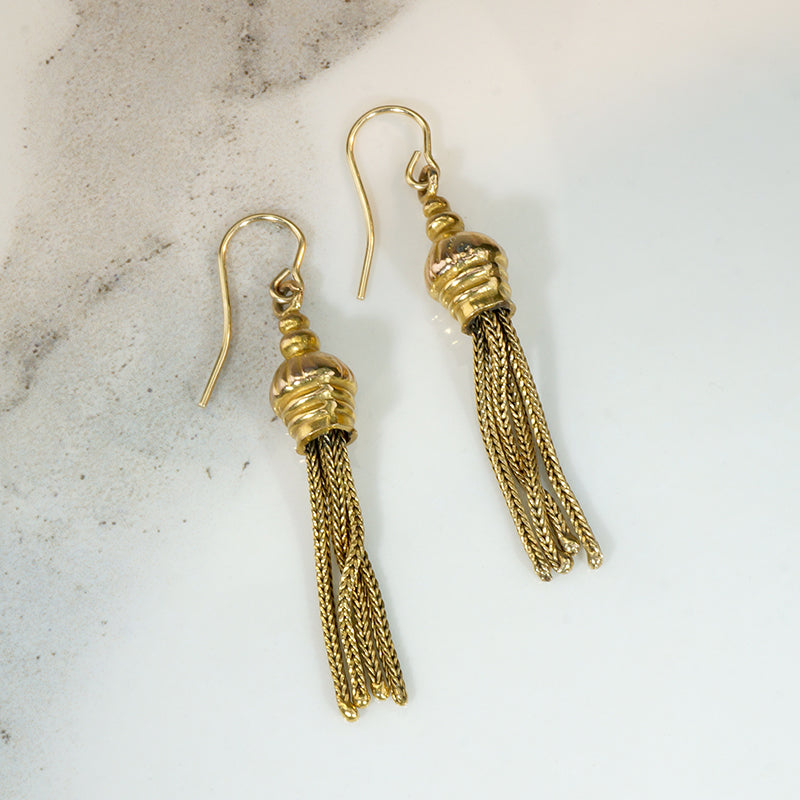 Alluring 15ct Gold Tassel Earrings