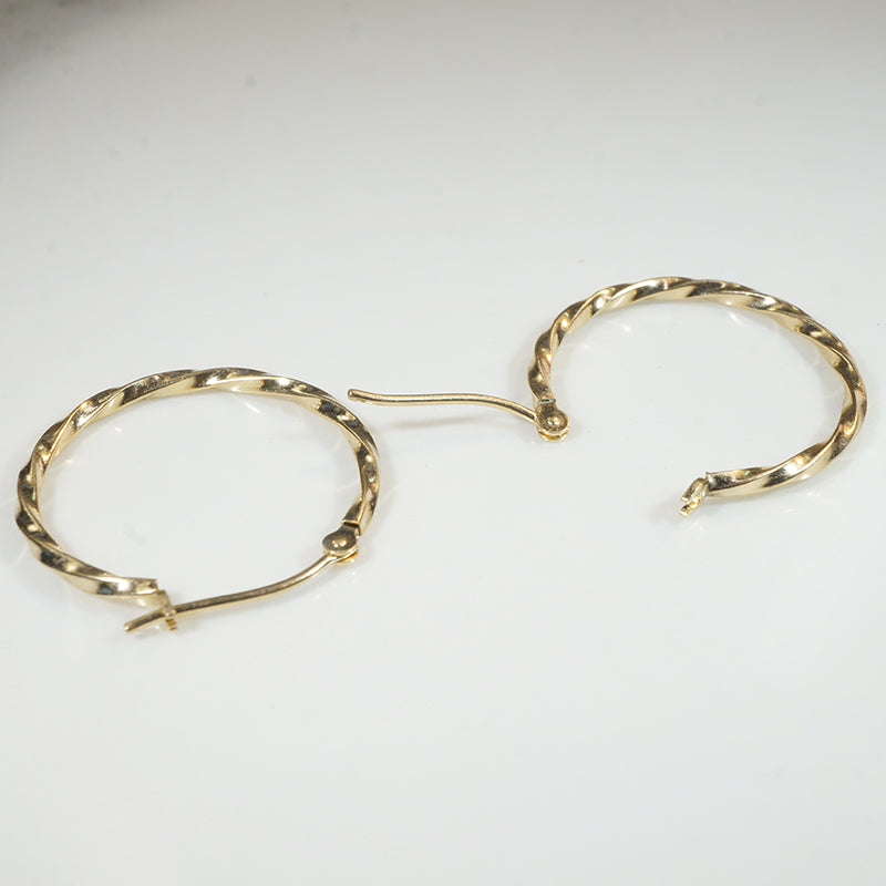 Lightweight Twisted 14k Gold Hoop Earrings