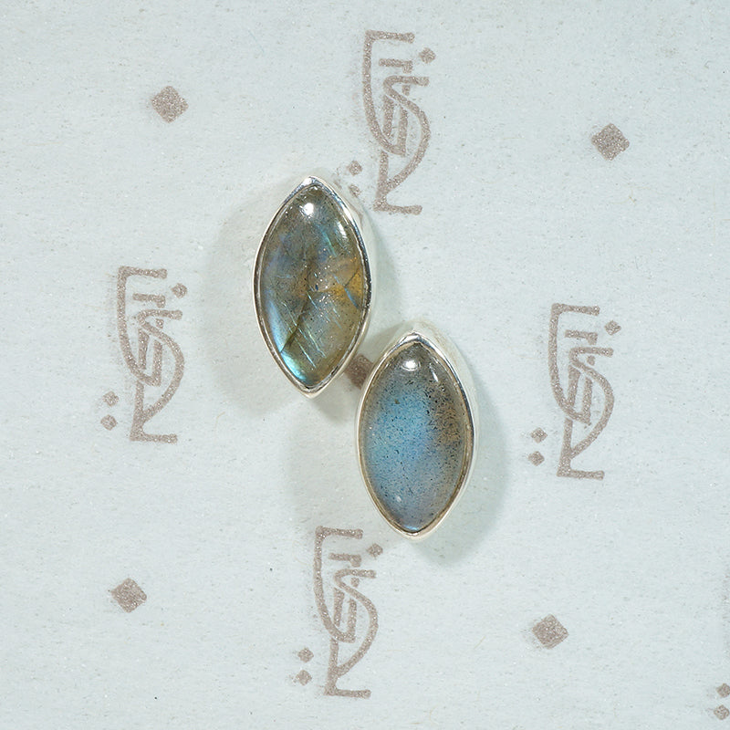 Iridescent Labradorite & Sterling Stud Earrings