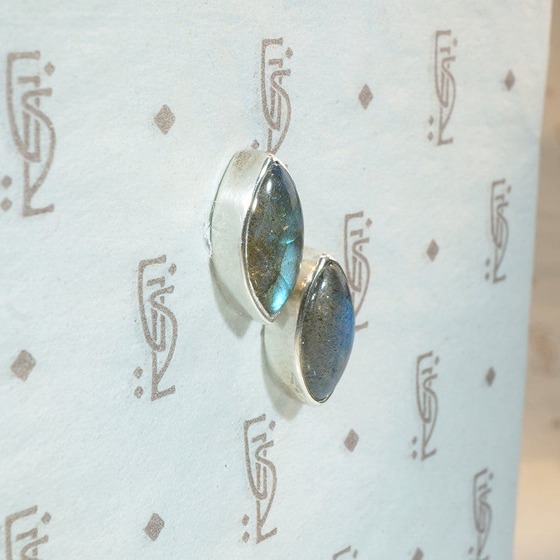 Iridescent Labradorite & Sterling Stud Earrings