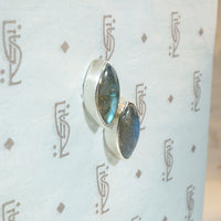 Iridescent Labradorite & Sterling Stud Earrings