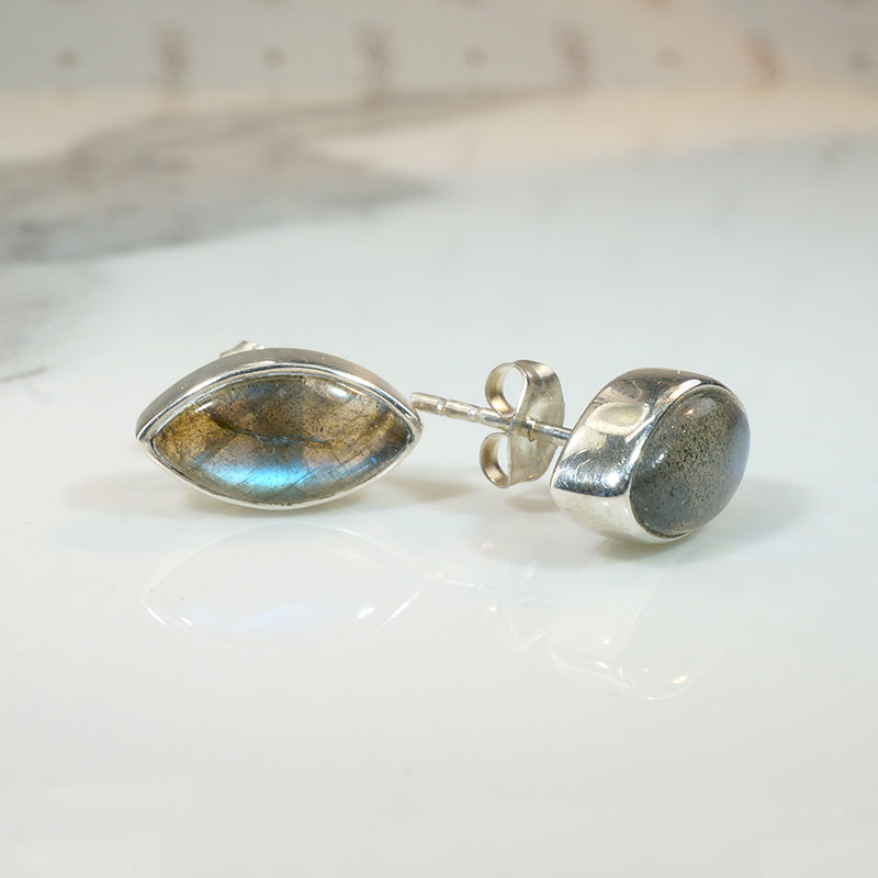 Iridescent Labradorite & Sterling Stud Earrings