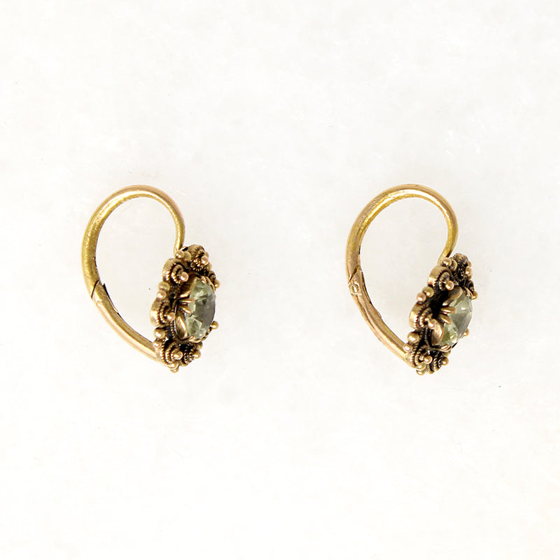 Georgian French Chrysoberyl & 18k Gold Ear Bobs