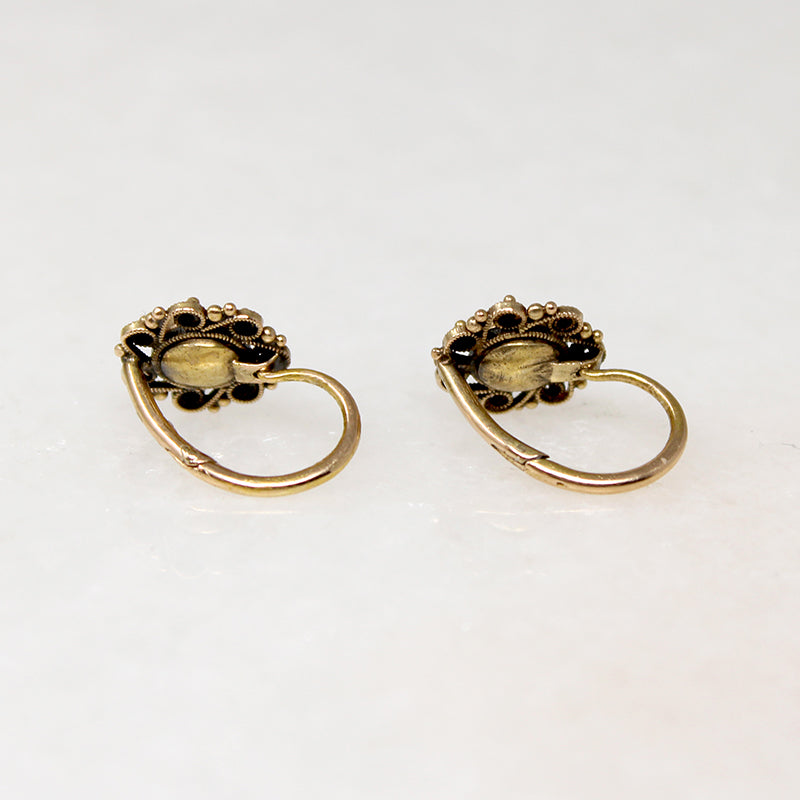 Georgian French Chrysoberyl & 18k Gold Ear Bobs