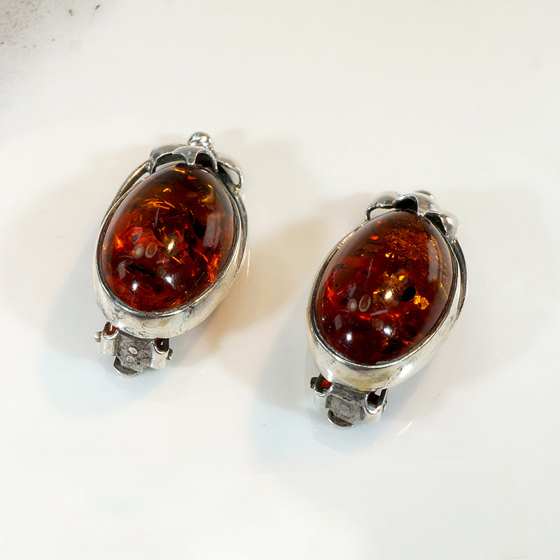 Enchanting Amber in Sculpted Sterling Earrings