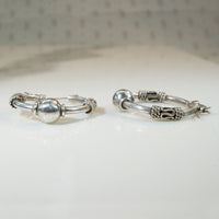 Sterling Hoop Earrings Banded with Filigree