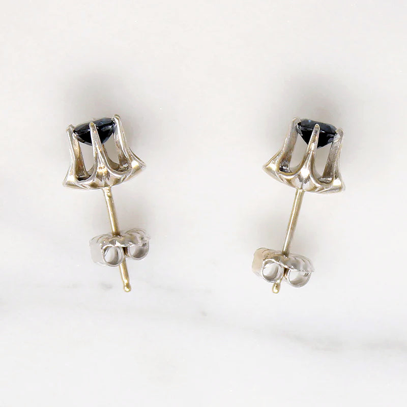 Flower Power Sapphire & White Gold Stud Earrings