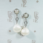 Perfect Edwardian Pearl & Platinum Earrings