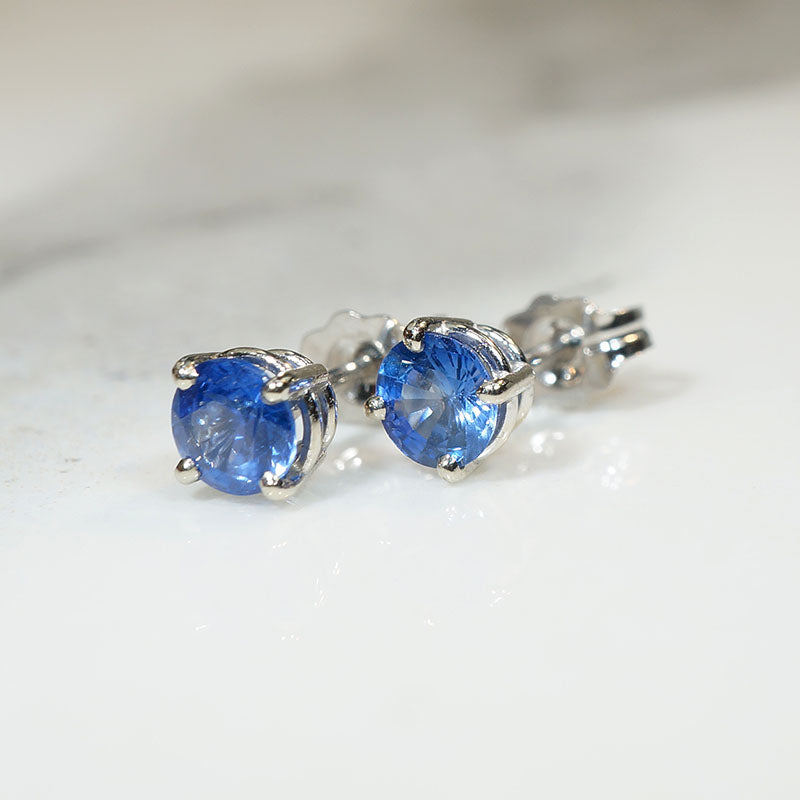 Breathtaking Cornflower Blue Sapphire Stud Earrings