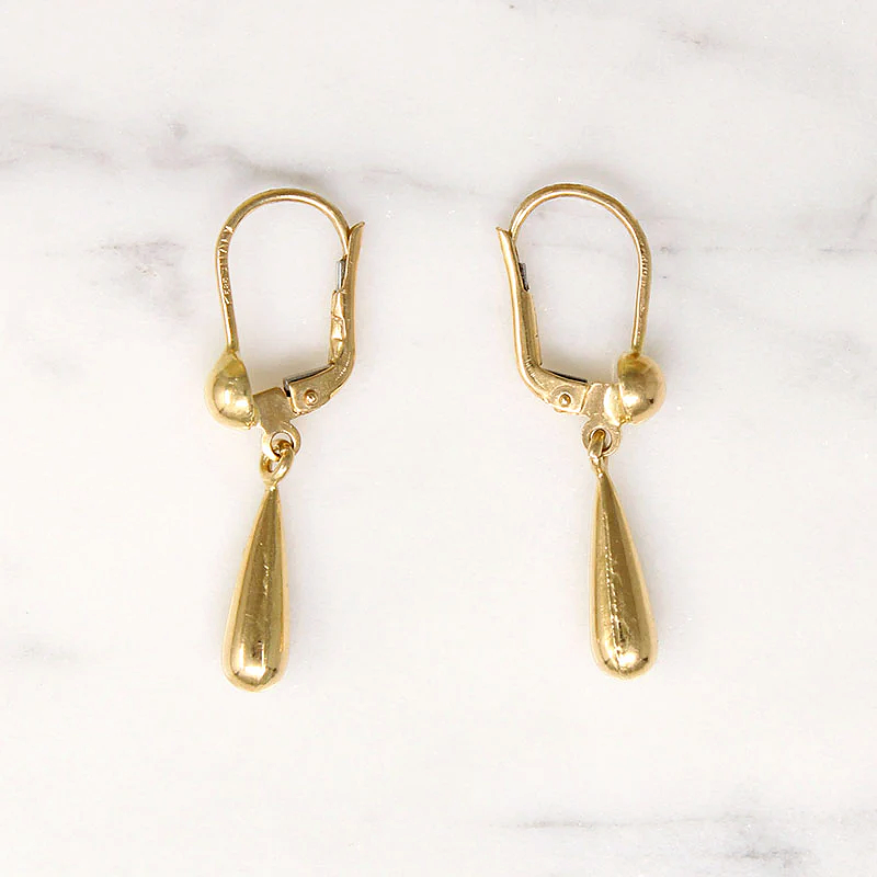 Glossy 14k Gold Pendulum Earrings