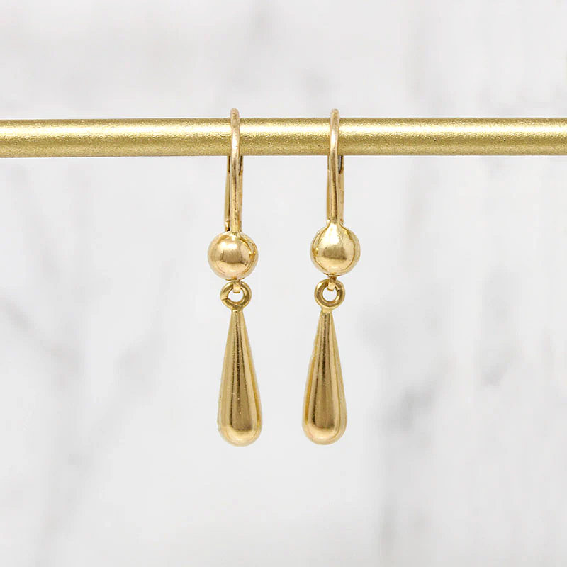 Glossy 14k Gold Pendulum Earrings