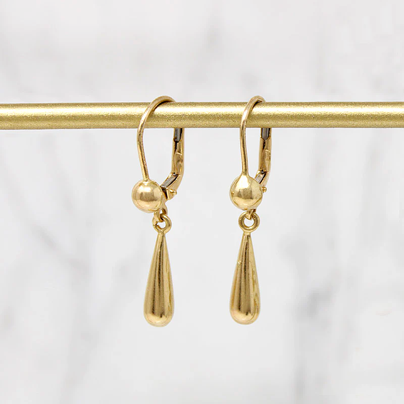 Glossy 14k Gold Pendulum Earrings