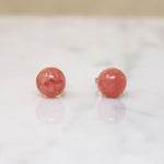 Sweet Pink Rhodochrosite Stud Earrings