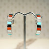 Colorful Inlay Sterling Silver Hoop Earrings