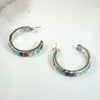 Colorful Inlay Sterling Silver Hoop Earrings