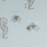 Tiny Diamonds in 14k White Gold Stud Earrings