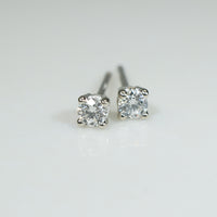 Tiny Diamonds in 14k White Gold Stud Earrings