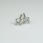 Tiny Diamonds in 14k White Gold Stud Earrings