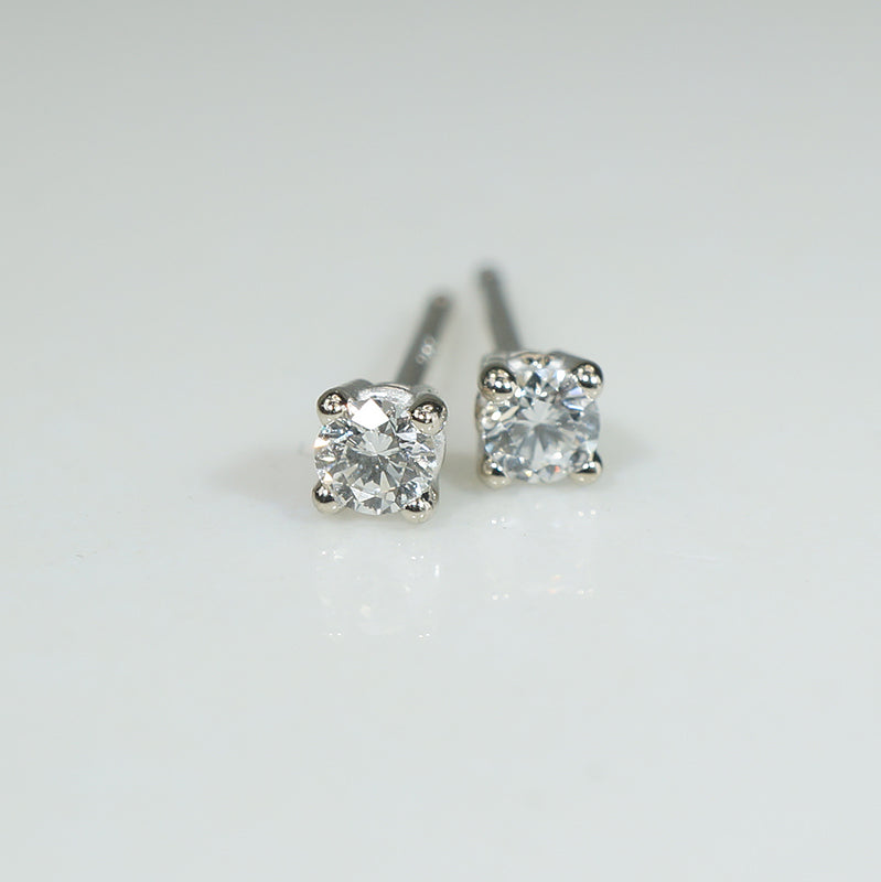 Tiny Diamonds in 14k White Gold Stud Earrings