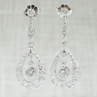 Stunning Platinum and Diamond Drop Earrings