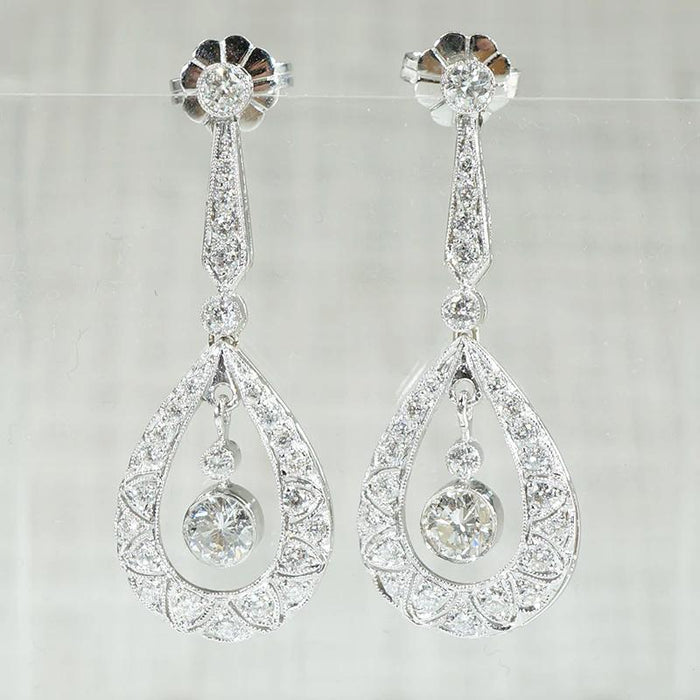 Stunning Platinum and Diamond Drop Earrings