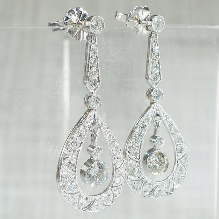 Stunning Platinum and Diamond Drop Earrings