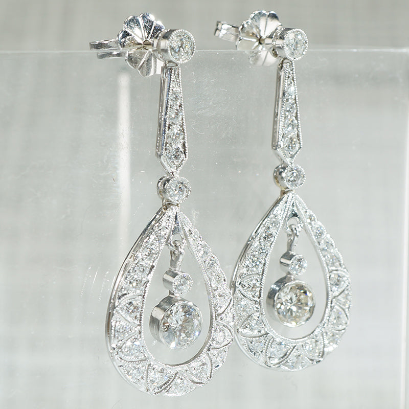 Stunning Platinum and Diamond Drop Earrings