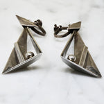 Sculptural Mexican Modernist Earrings Signed Antonio