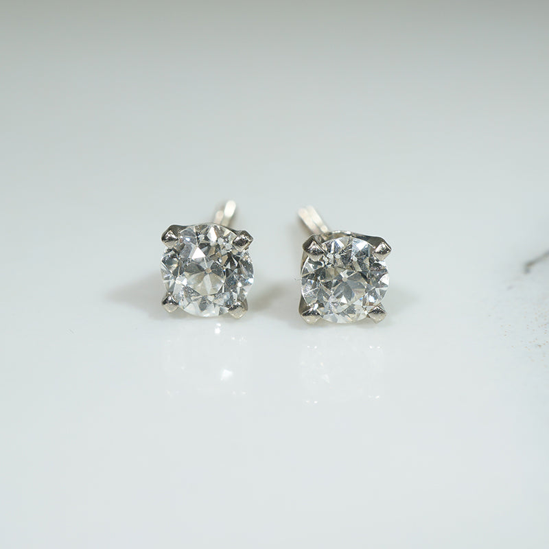 Flirtatious .80tcw Old European Cut Diamond Studs