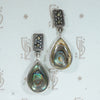 Abalone & Marcasite Sterling Silver Drop Earrings
