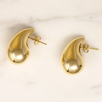 Large Modern Recycled 14k Gold Teardrop Earrings