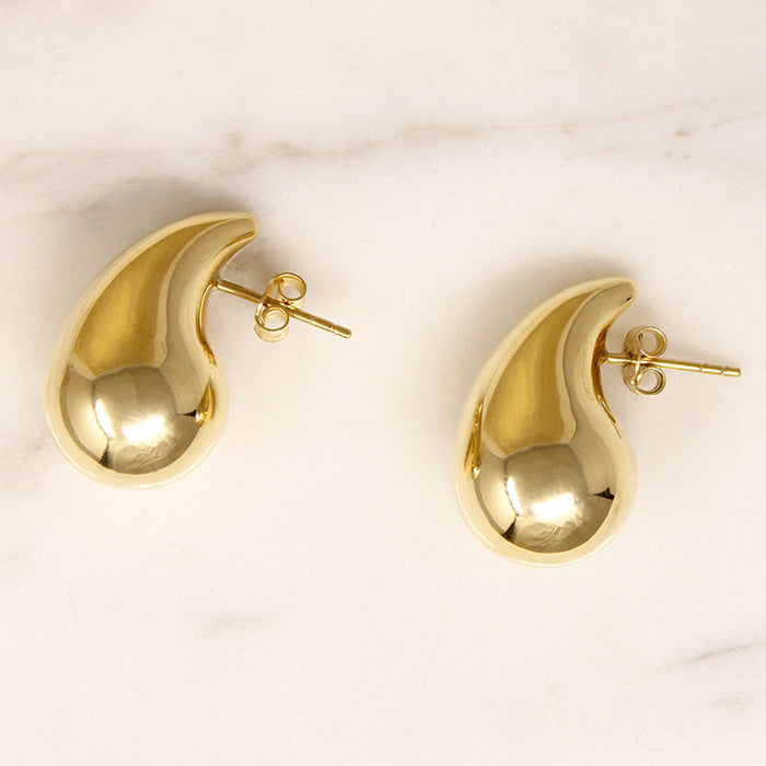 Large Modern Recycled 14k Gold Teardrop Earrings