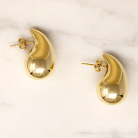 Large Modern Recycled 14k Gold Teardrop Earrings