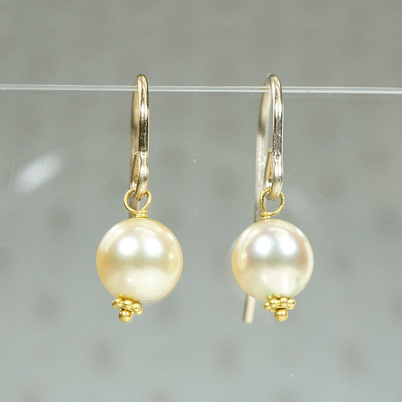 Delicate Pearl & 22k Gold Drop Earrings