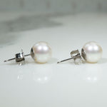 Glowing 8mm Cultured Pearls in White Gold Studs