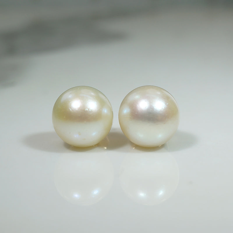 Elegant 9mm Pearl & 14k Gold Stud Earrings